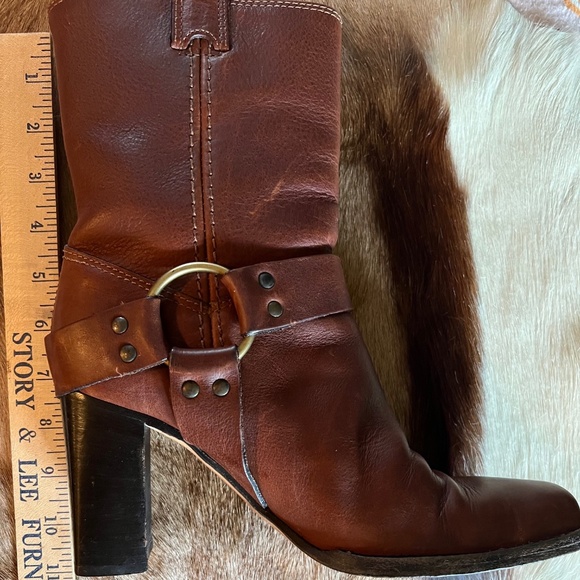 Michael Kors Brown Leather Low-Calf Boots W/ 3" Block Heels--Size 7.5 - Picture 13 of 15